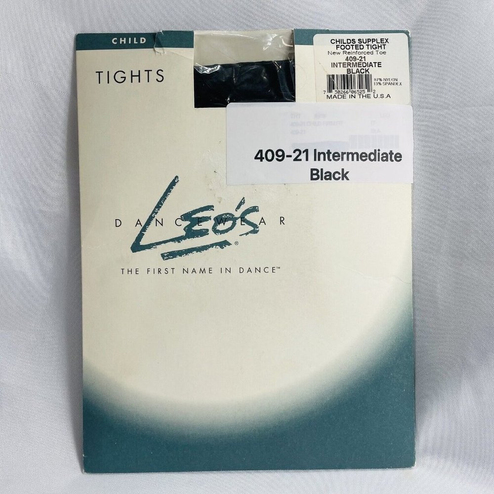 Leo's 409-21 Girl's Intermediate 6x-7 Performance Black Footed Tights